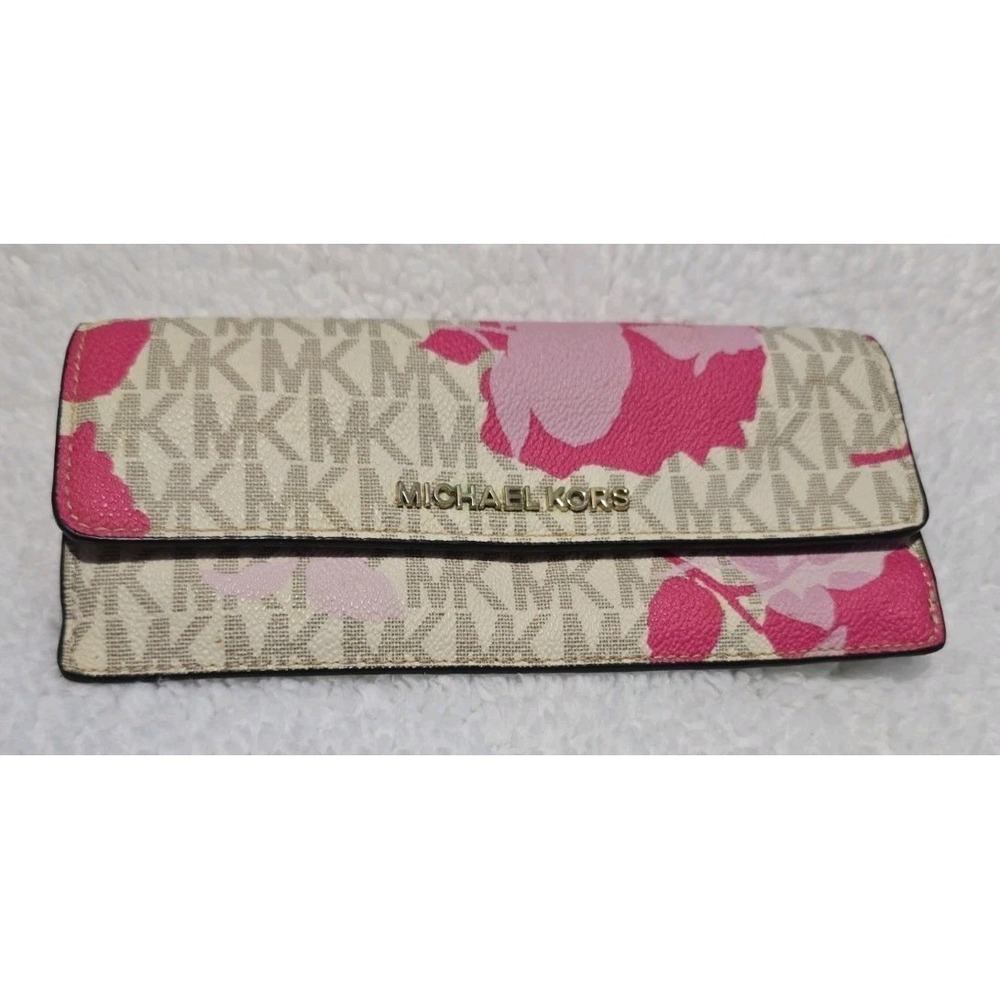 Michael Kors Pa-1711 S18 Mk Signature Floral Pattern Long Wallet